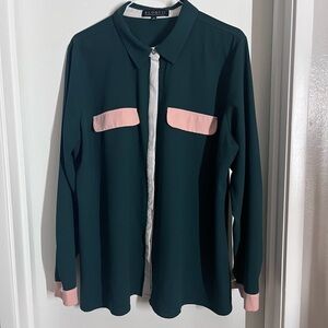 Women's Green and Pink Blouse